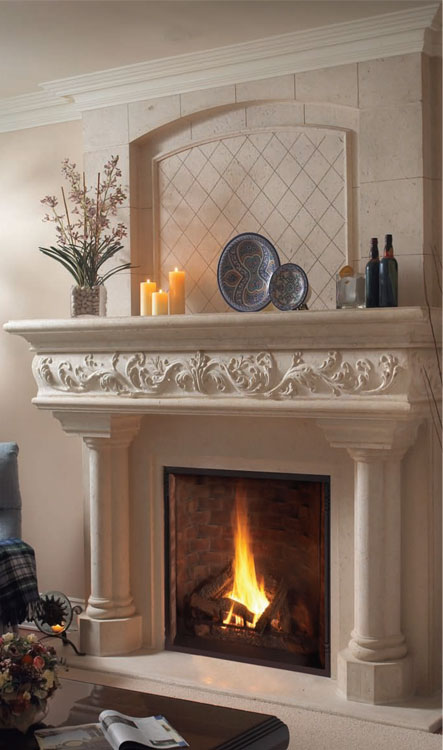 CALEDON Cast stone fireplace mantel