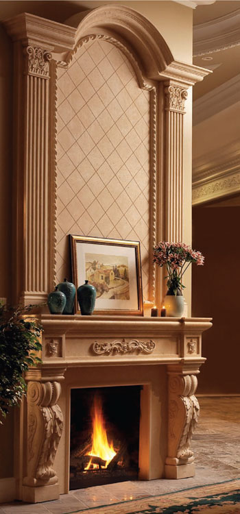 ROYAL Cast stone fireplace mantel