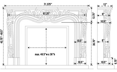 1100 stone fireplace mantel spec sheet