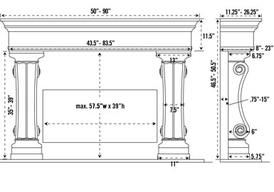 1110.538 stone fireplace mantel spec sheet