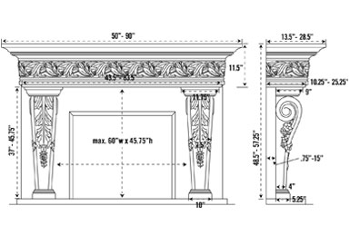 1110.LEAF.534 stone fireplace mantel spec sheet