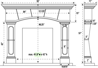 1130.70.530 stone fireplace mantel spec sheet