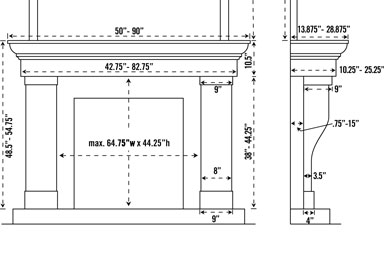 1147.599 stone fireplace mantel spec sheet