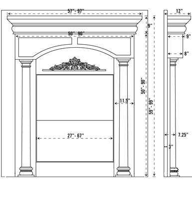 AZZURO stone fireplace mantel spec sheet