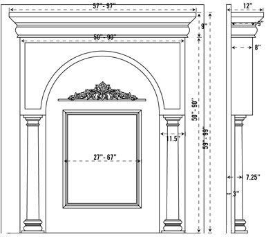 COLONIAL stone fireplace mantel spec sheet