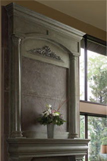 Azzuro stone fireplace overmantle surround in Vancouver